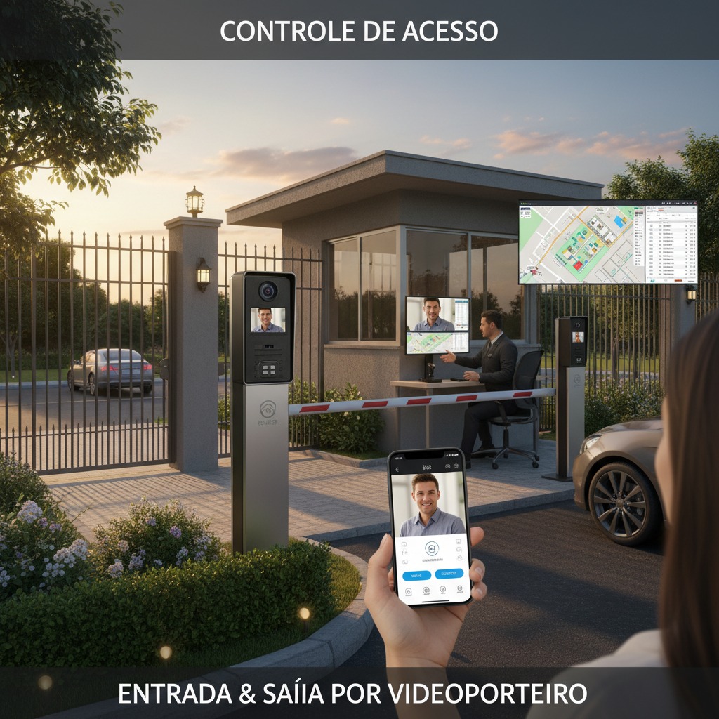 altere a imagem para um modelo que demonstra o controle de acesso de entrada e saída de condominio por video porteiro